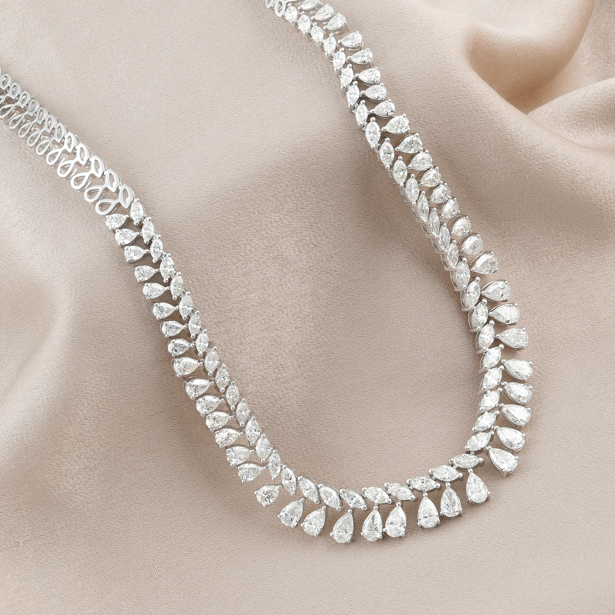 Collar de diseño fino con diamantes marquesa pera SI/HI de 18 quilates y oro blanco de 14 quilates Moderno en venta