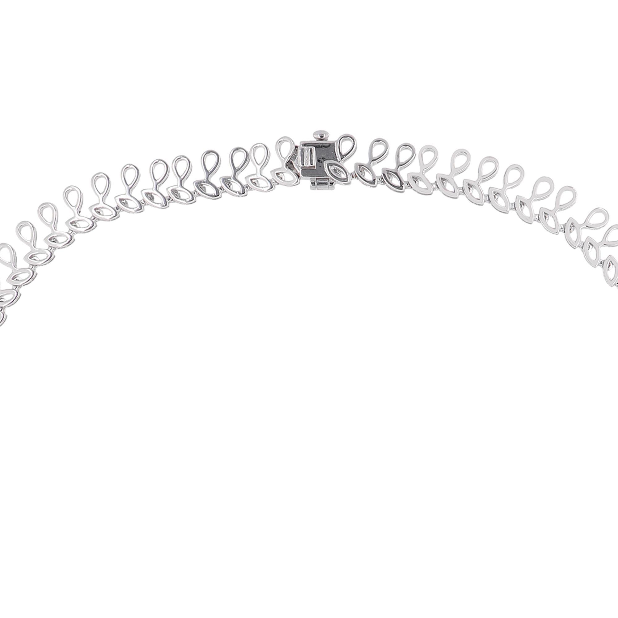 Collar de diseño fino con diamantes marquesa pera SI/HI de 18 quilates y oro blanco de 14 quilates en Nuevo estado para la venta en Diera, Dubai