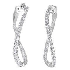 1.88 Carat Swirl Hoop Natural Diamond Earrings in 14 Karat White Gold ref1696