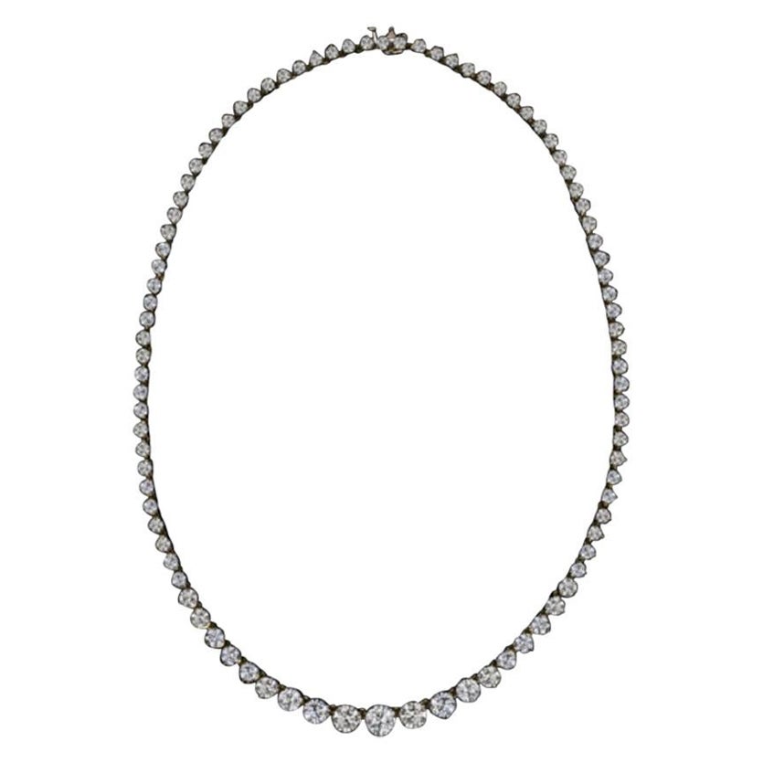 18 Carat Tennis Riviere Necklace 18 Carat Gold G Color VS Clarity