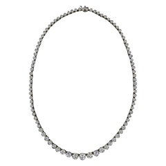 18 Carat Tennis Riviere Necklace 18 Carat Gold G Color VS Clarity