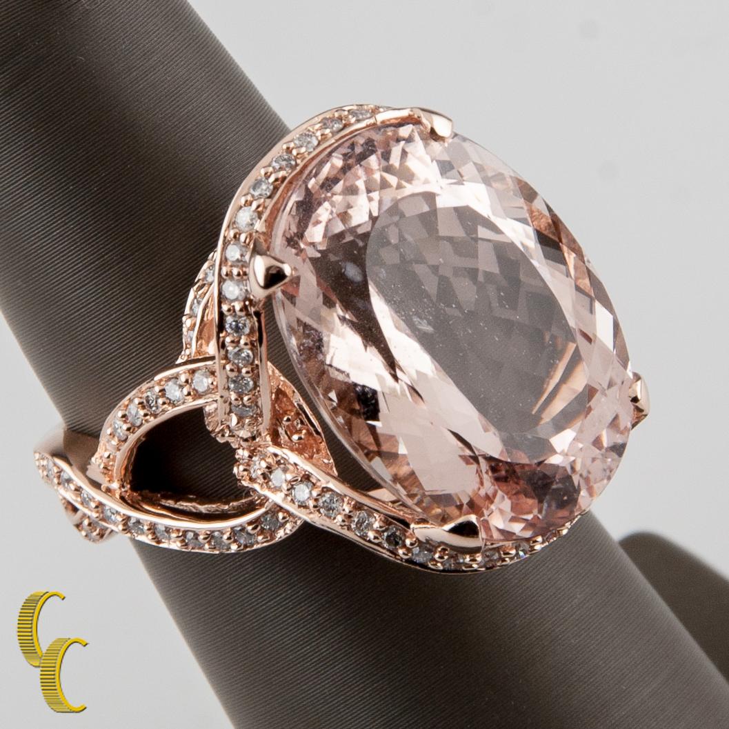 Taille ovale Bague solitaire en or rose avec diamants et tourmaline de 18 carats en vente
