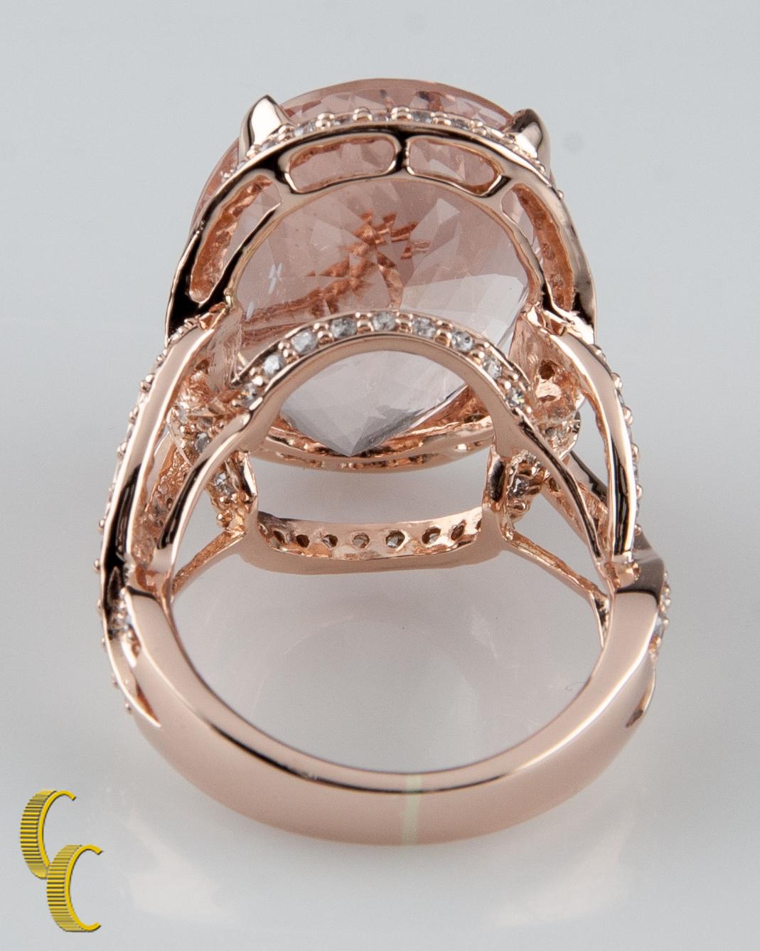 Bague solitaire en or rose avec diamants et tourmaline de 18 carats Bon état - En vente à Sherman Oaks, CA