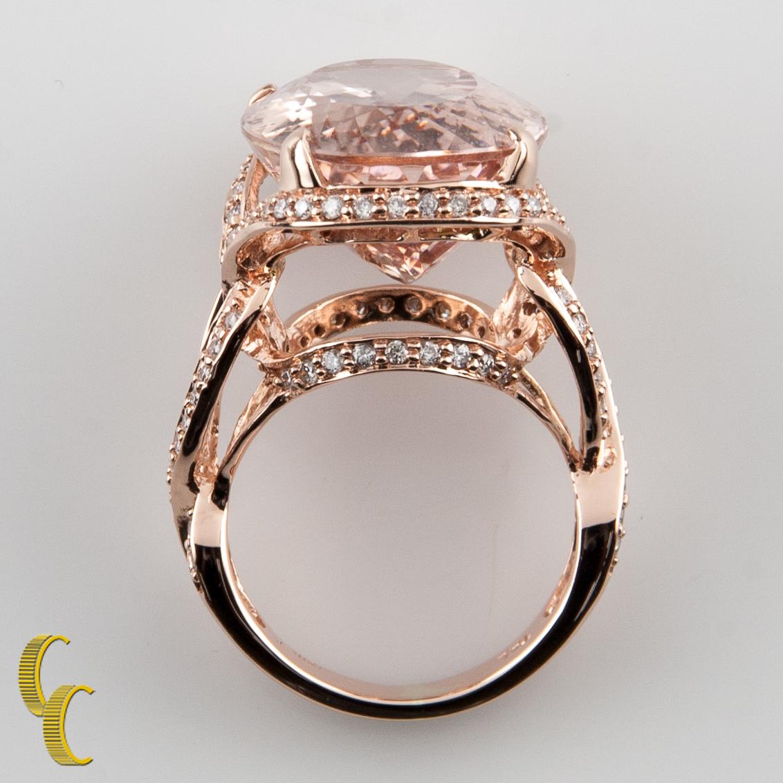 Bague solitaire en or rose avec diamants et tourmaline de 18 carats Pour femmes en vente