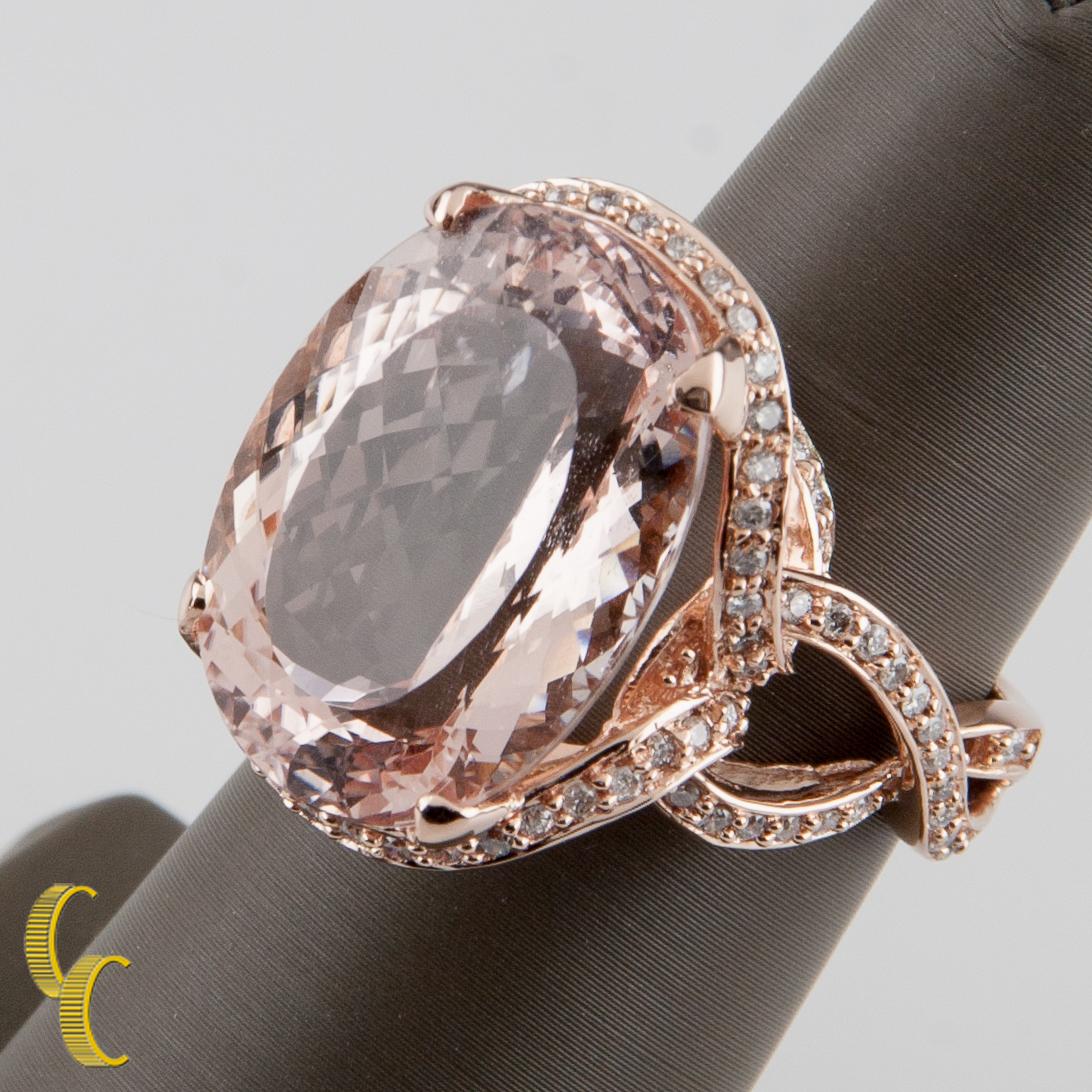Modern 18 Carat Tourmaline Solitaire Ring with Diamond Accents in Rose Gold For Sale