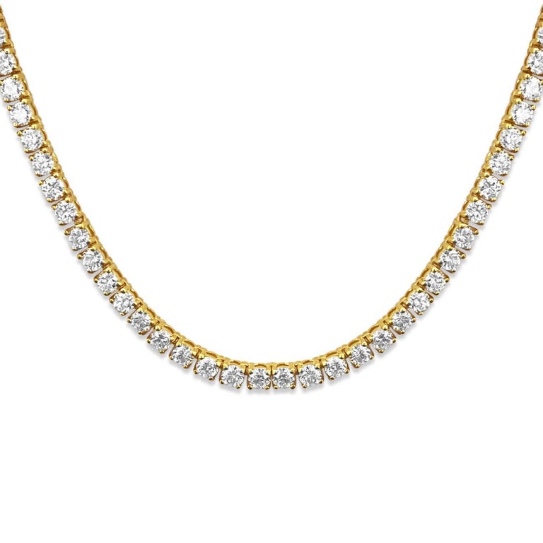 18 Carat VVS Diamond Tennis Necklace 14k Gold For Sale at 1stDibs
