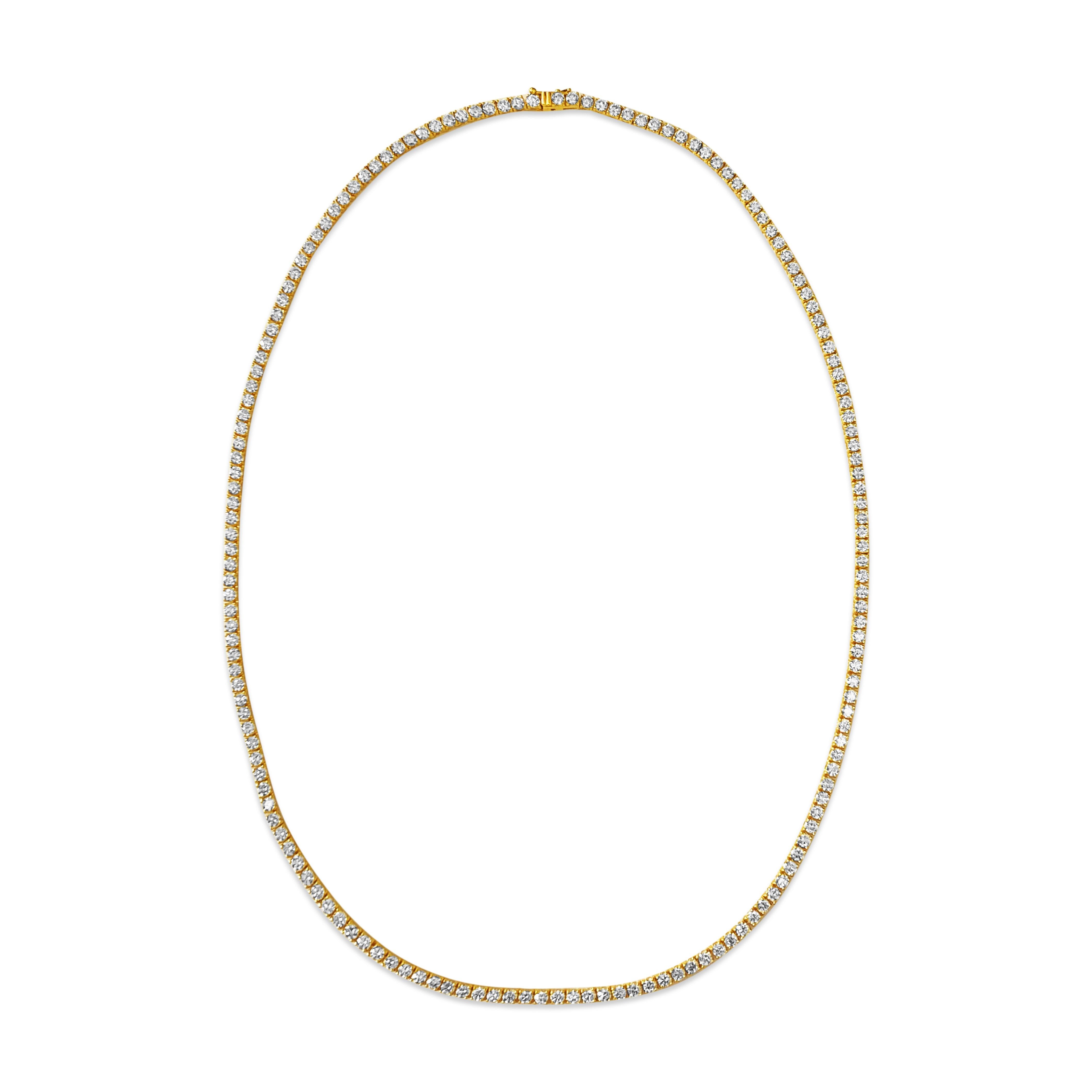Brilliant Cut 18 Carat VVS Diamond Tennis Necklace 14k Gold For Sale