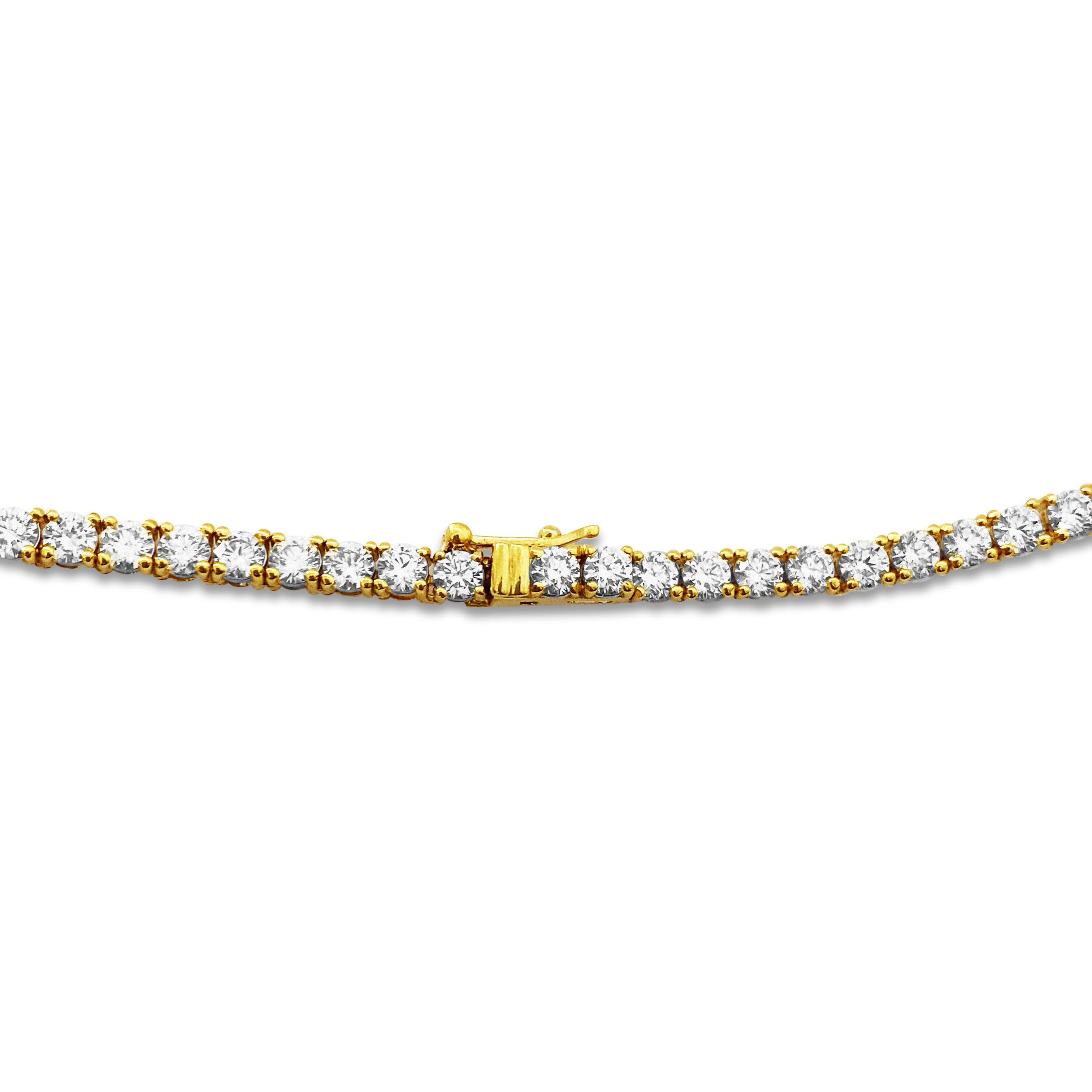 Collier tennis en or 14 carats avec diamants VVS de 18 carats Pour femmes en vente