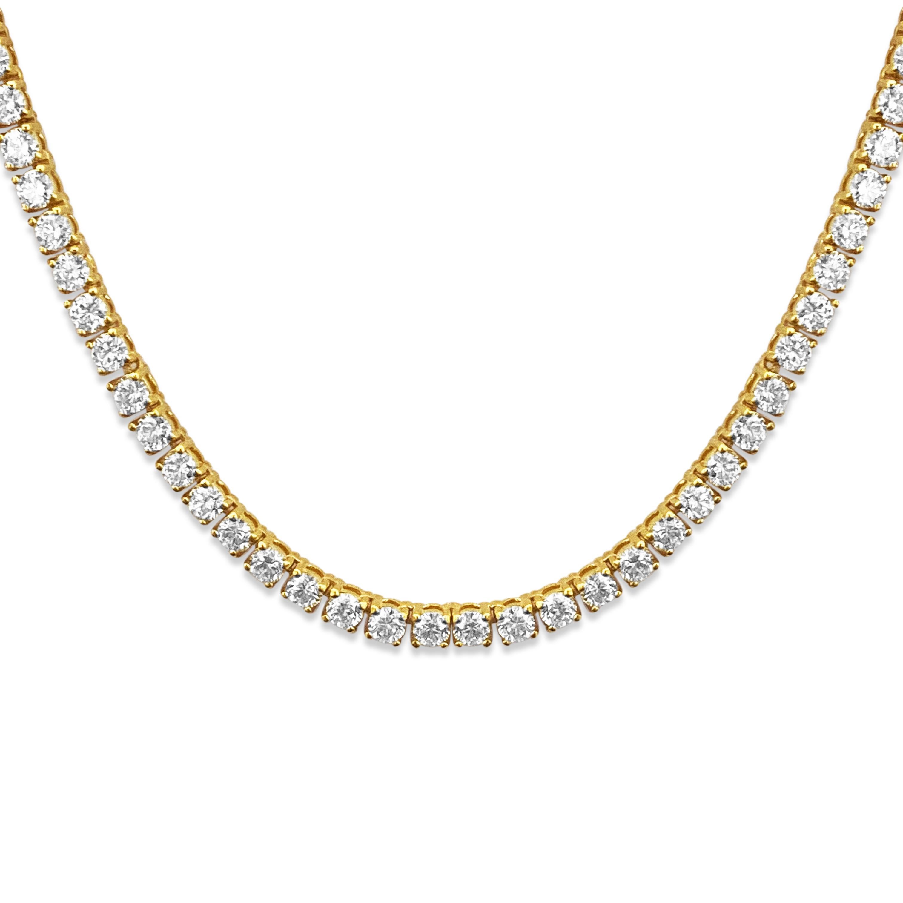Women's 18 Carat VVS Diamond Tennis Necklace 14k Gold For Sale