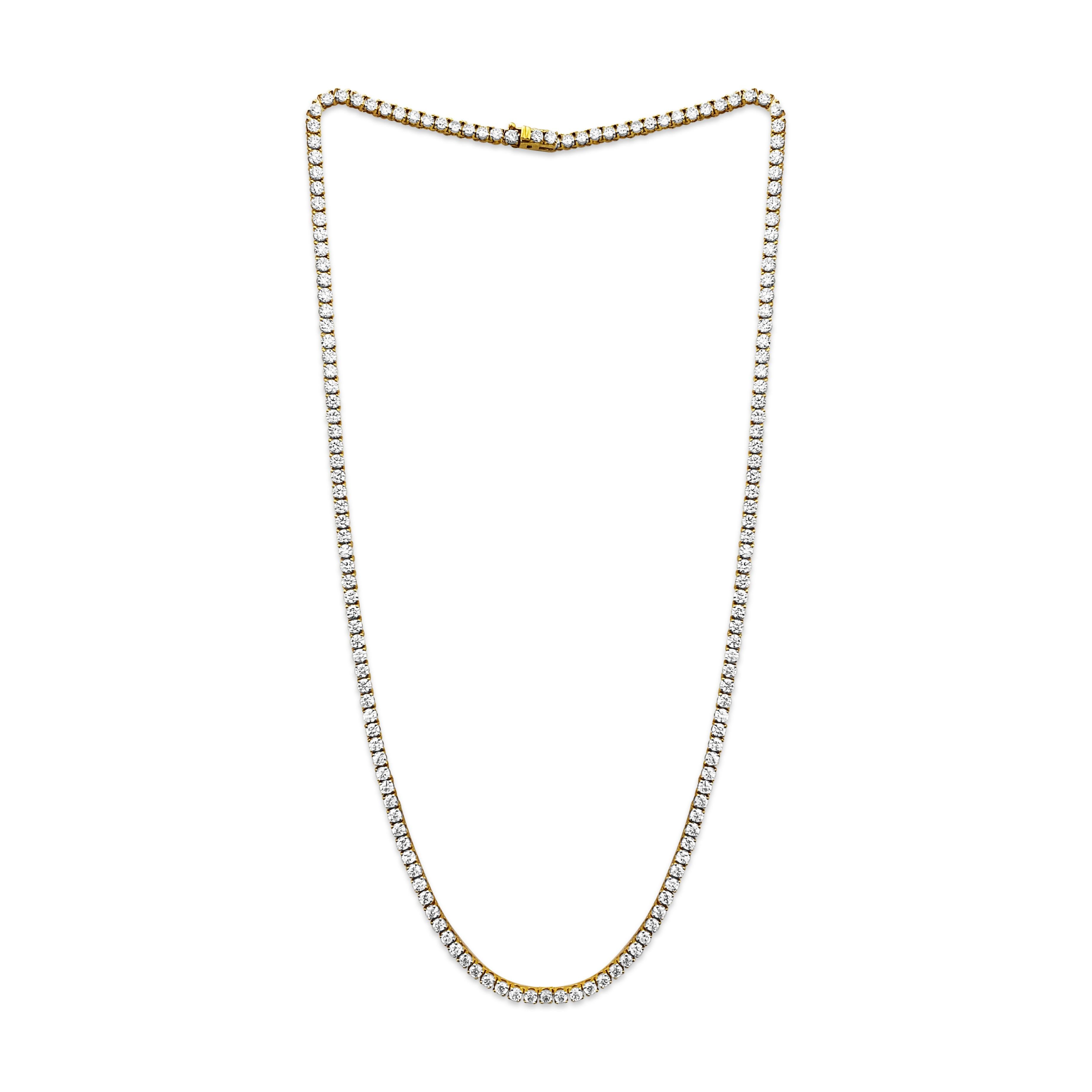 18 Carat VVS Diamond Tennis Necklace 14k Gold For Sale 1