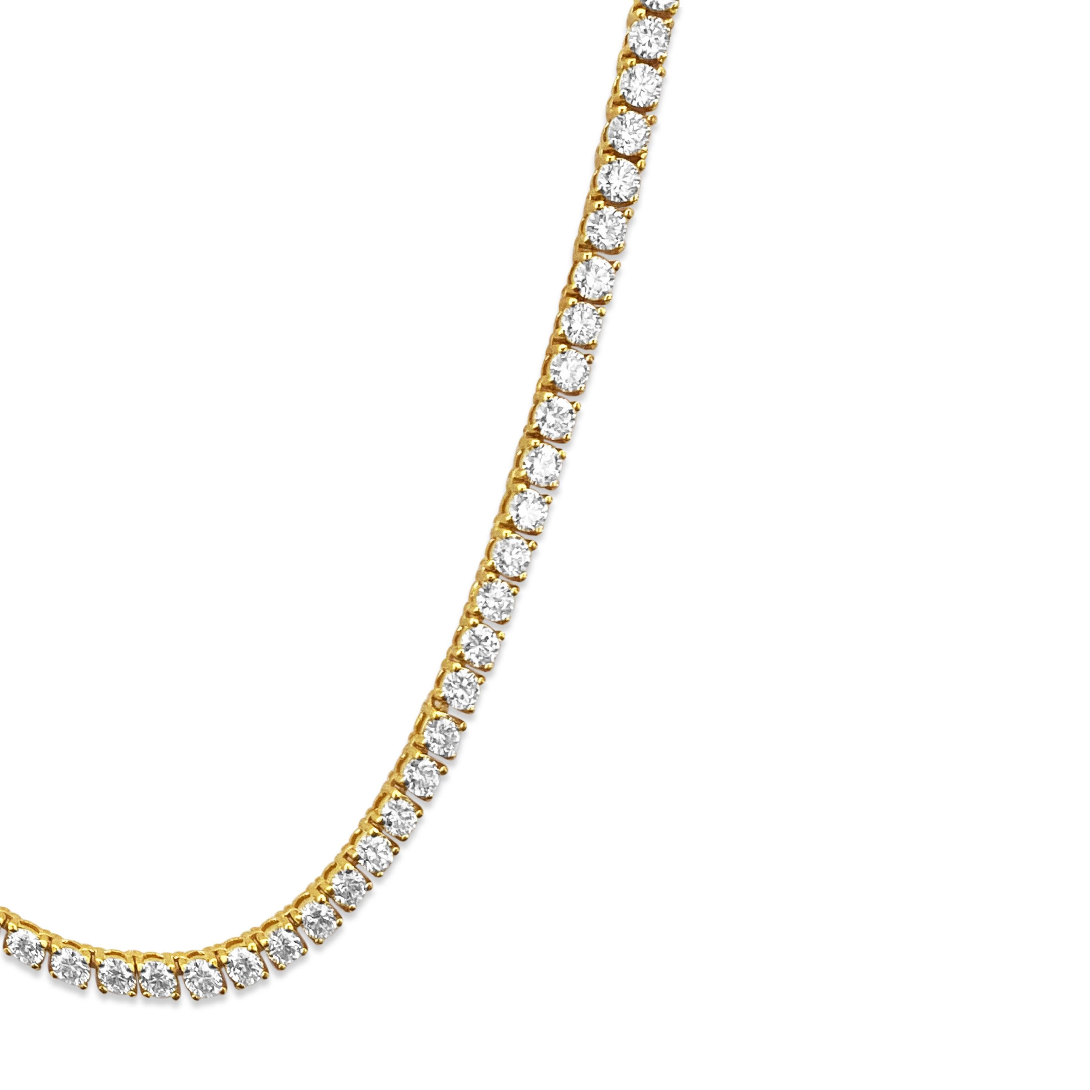 18 Carat VVS Diamond Tennis Necklace 14k Gold For Sale 2