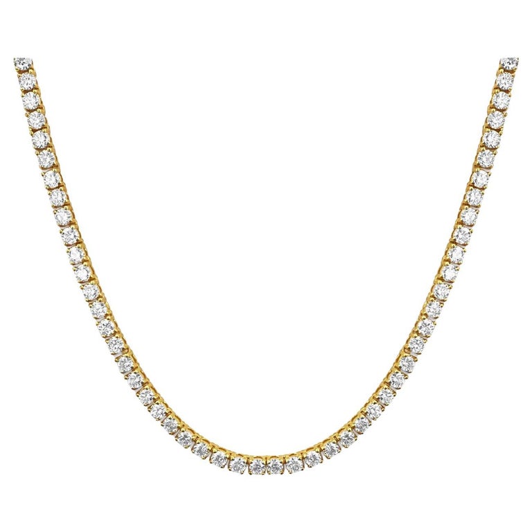 18 Carat VVS Diamond Tennis Necklace 14k Gold For Sale at 1stDibs