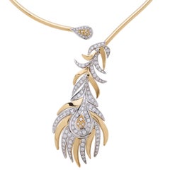 18 Carat White and Yellow Gold Round Cut Diamond Necklace