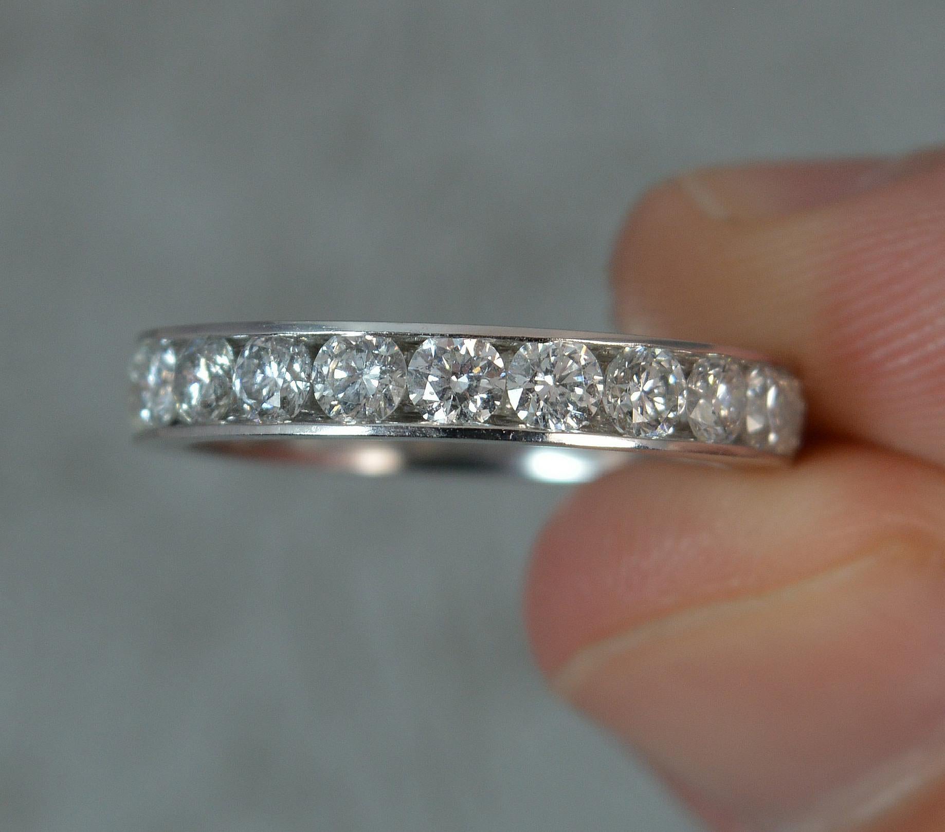 Women's 18 Carat White Gold 1.00 Carat Diamond Stack Half Eternity Ring