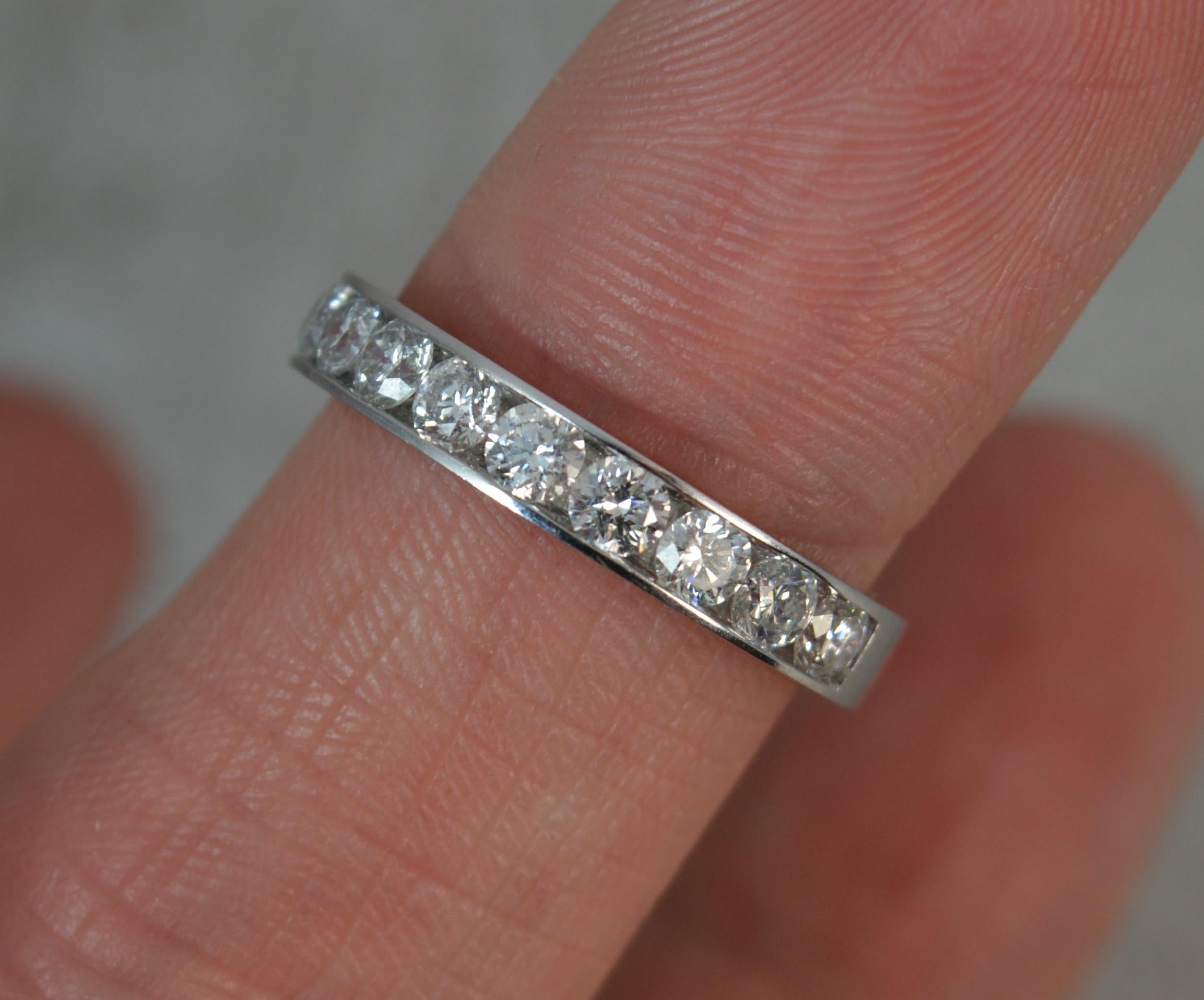 18 Carat White Gold 1.00 Carat Diamond Stack Half Eternity Ring 1