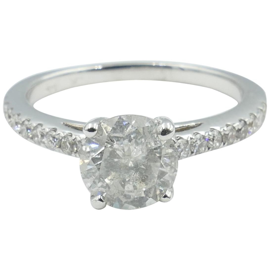 18 Carat White Gold 1.24 Carat "F" Color Diamond Engagement Ring For Sale