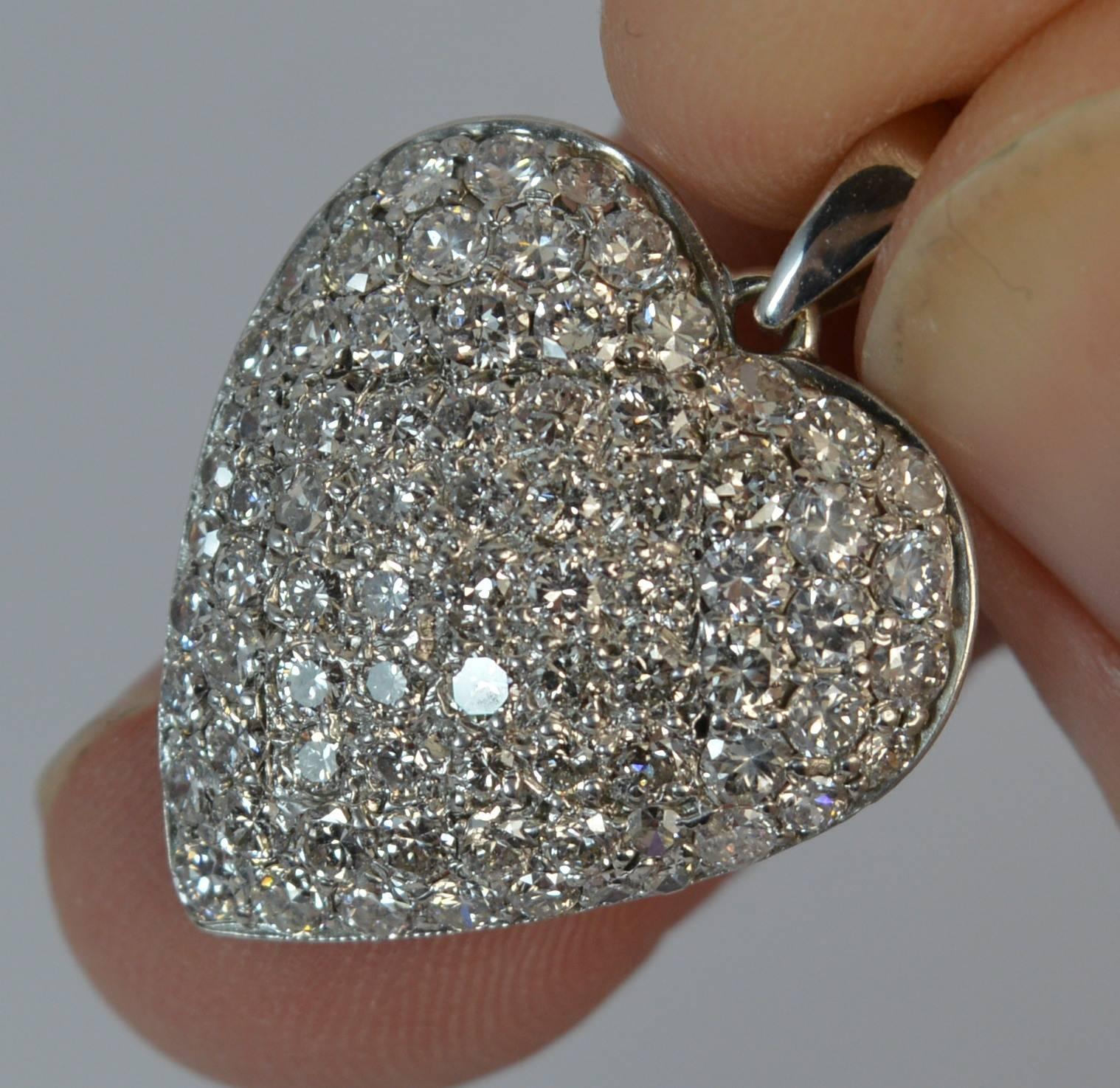 Women's 18 Carat White Gold 1.50 Carat Diamond Heart Pendant