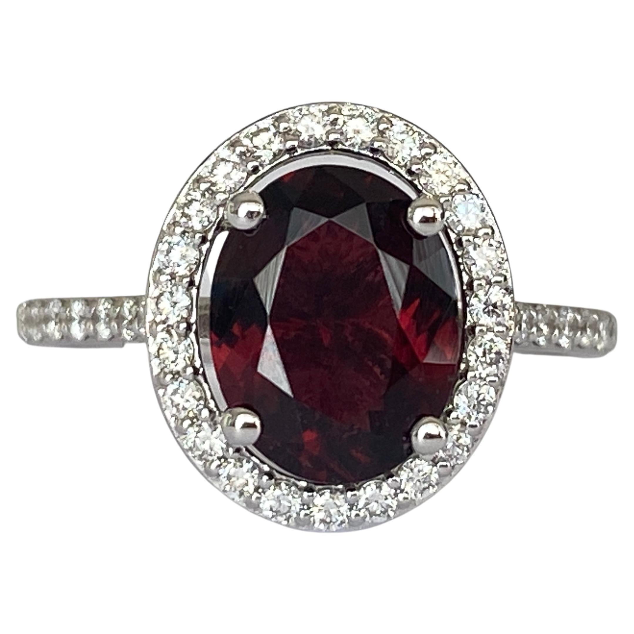 Bague cocktail en or blanc 18 carats avec diamants et tourmaline de 1,90 carat certifiée ALGT