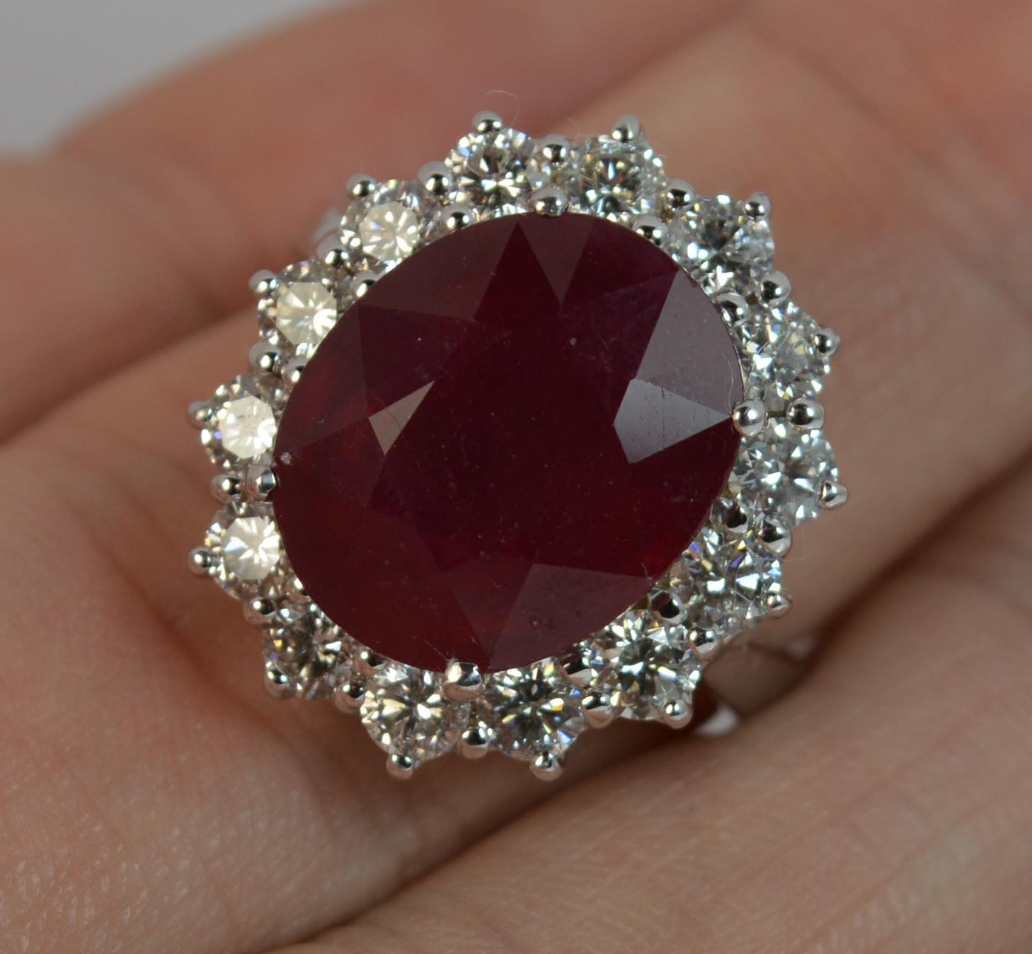 18 Carat White Gold 8.4 Carat Ruby and 1.50 Carat Diamond Cluster Ring 6