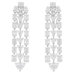 Boucles d'oreilles de mariage en or blanc 18 carats 8.44Ct Diamond Natural Chandelier Drop Ears