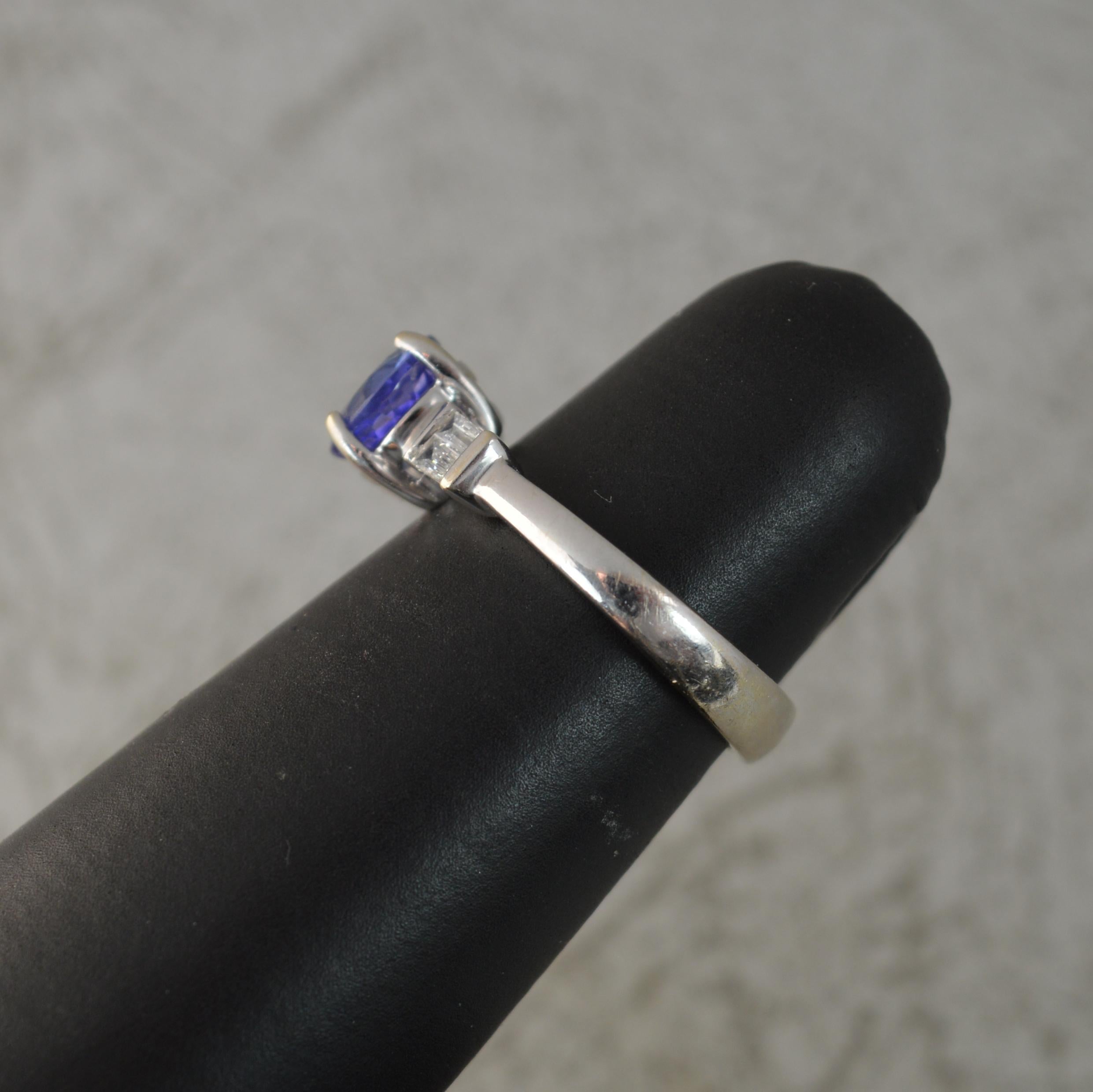 Women's 18 Carat White Gold AAA Tanzanite and Vs Diamond Engagement Ring