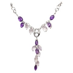 18 Carat White Gold Amethyst Briolette Drop Necklace