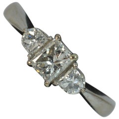 18 Carat White Gold and 0.80 Carat Diamond Princess Cut Trilogy Ring