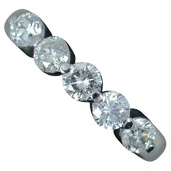 18 Carat White Gold and 0.90ct Diamond Five Stone Stack Ring