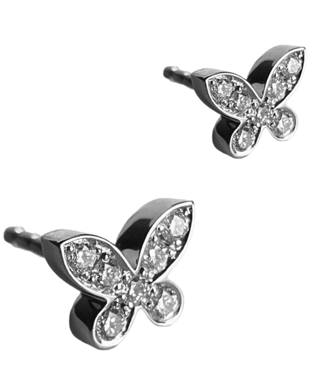Ekos Gem 18 Carat White Gold and Diamond Butterfly Stud Earrings.  

Materials:
18K yellow gold 1.30 gr / Diamonds 0.15 ct Total Weight (14 stones) , VS-SI , E-F
Dimensions: 
Length 4.90 mm / Width 6.25 mm

Please note that each piece is