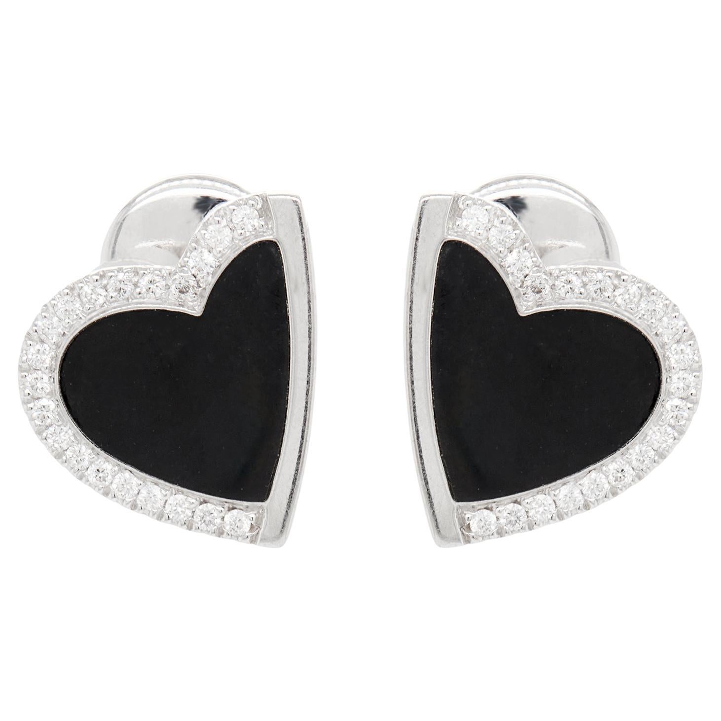 18 Carat White Gold and Diamond Heart Shaped Earrings by Roberto Coin
