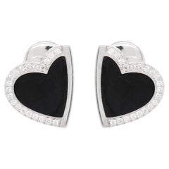 Boucles d'oreilles en forme de cœur en or blanc 18 carats et diamants par Roberto Coin