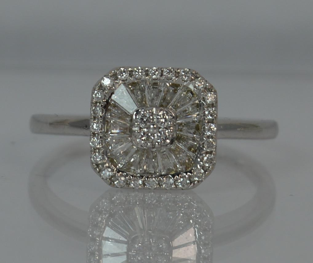 18 Carat White Gold and Diamond Square Cluster Engagement Ring 6