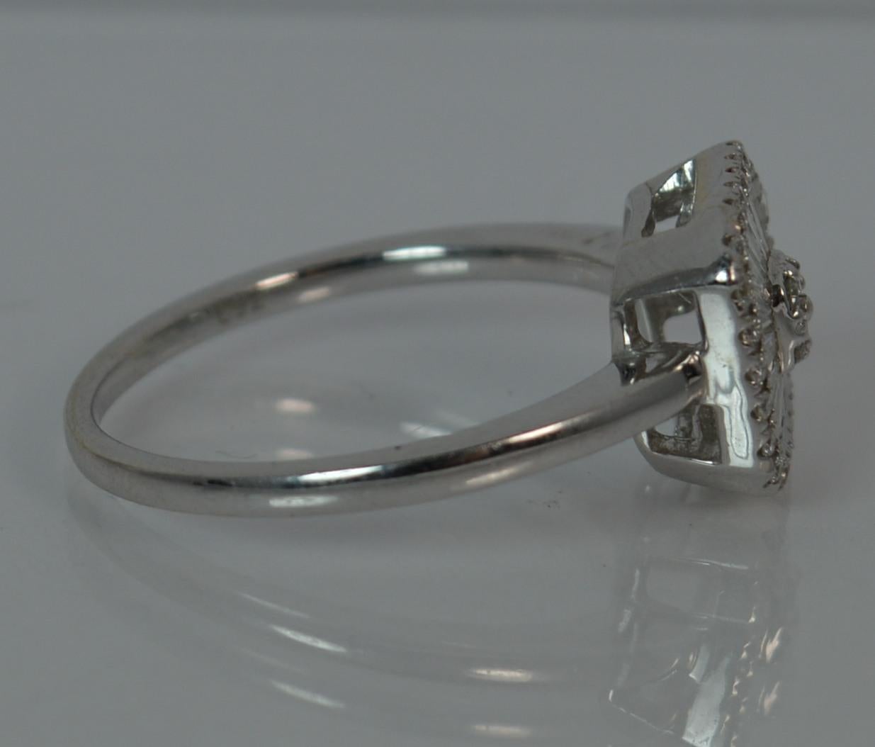 18 Carat White Gold and Diamond Square Cluster Engagement Ring 3