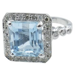 18 Carat White Gold Aquamarine and Diamond Dress Ring
