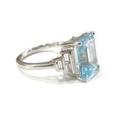 18 Carat White Gold Aquamarine and Diamond Ring
