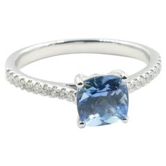 18 Carat White Gold Aquamarine and Diamond Ring