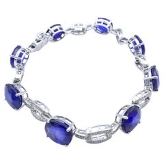 18 Carat White Gold Blue Sapphire and Diamond Bracelet