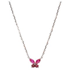 18 Carat White Gold, Butterfly Pendant Necklace with Rubies, Leonori Jewel
