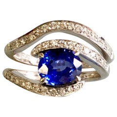 18 Carat White Gold Ceylon Sapphire and Diamond Ring