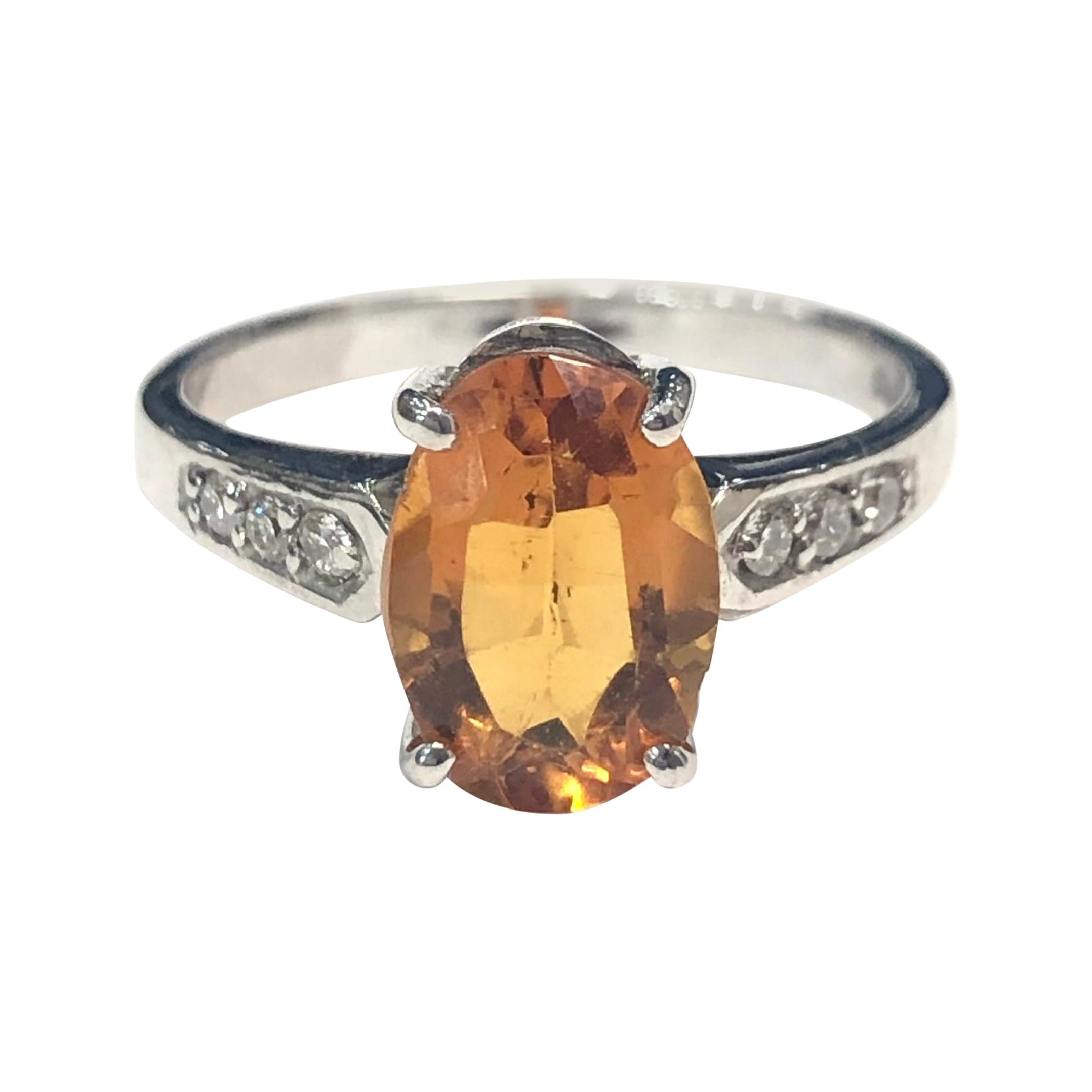 18 Carat White Gold Citrine and Diamond Ring For Sale