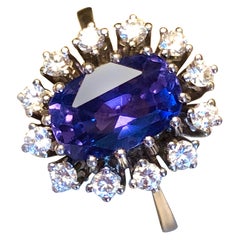 18 Carat White Gold, Color-Change Sapphire and Diamond Ring, Late 20th Century 18 Carat White Gold, Color-Change Sapphire and Diamond Ring, Late 20th Century