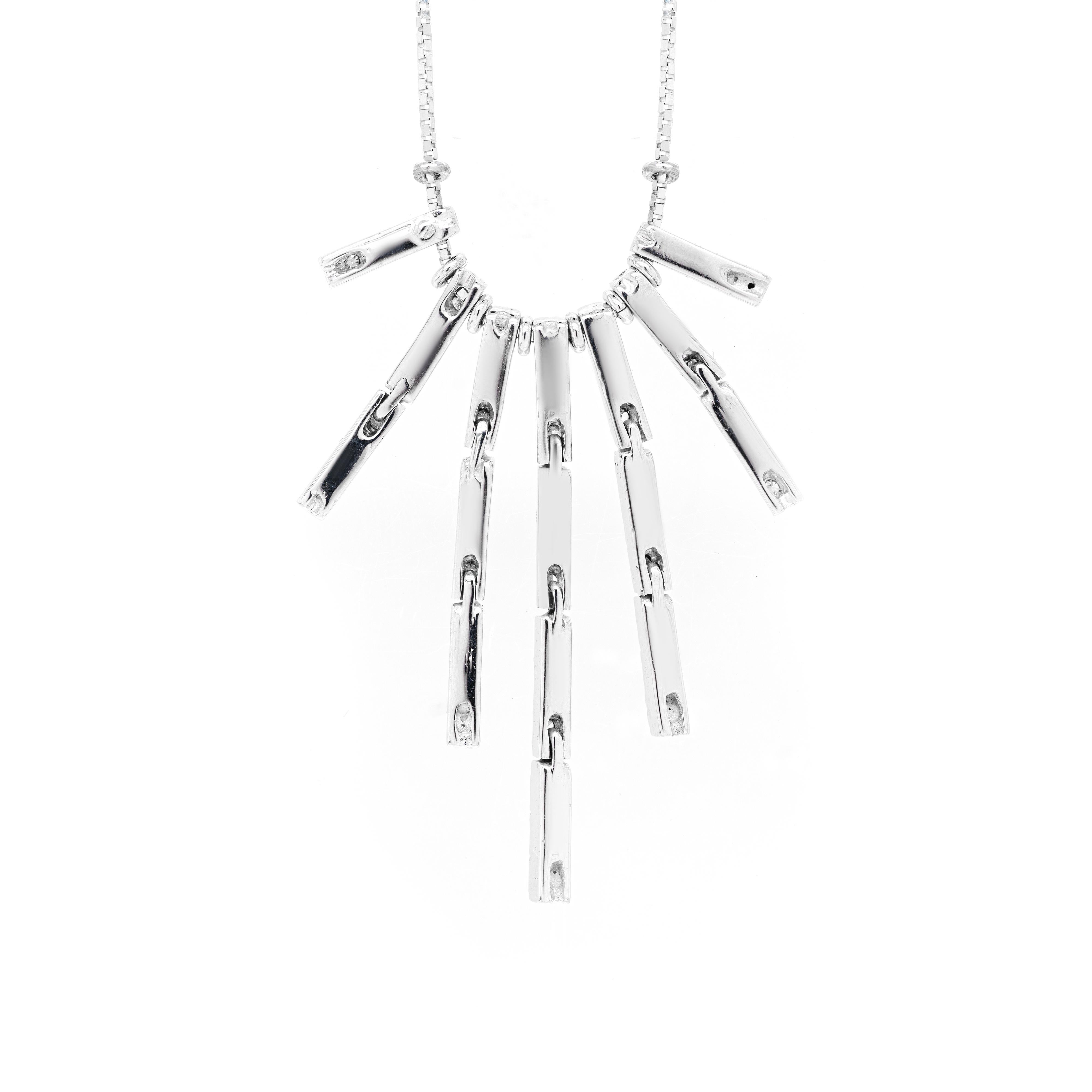 Brilliant Cut 18 Carat White Gold Diamond Cascade Waterfall Necklace For Sale