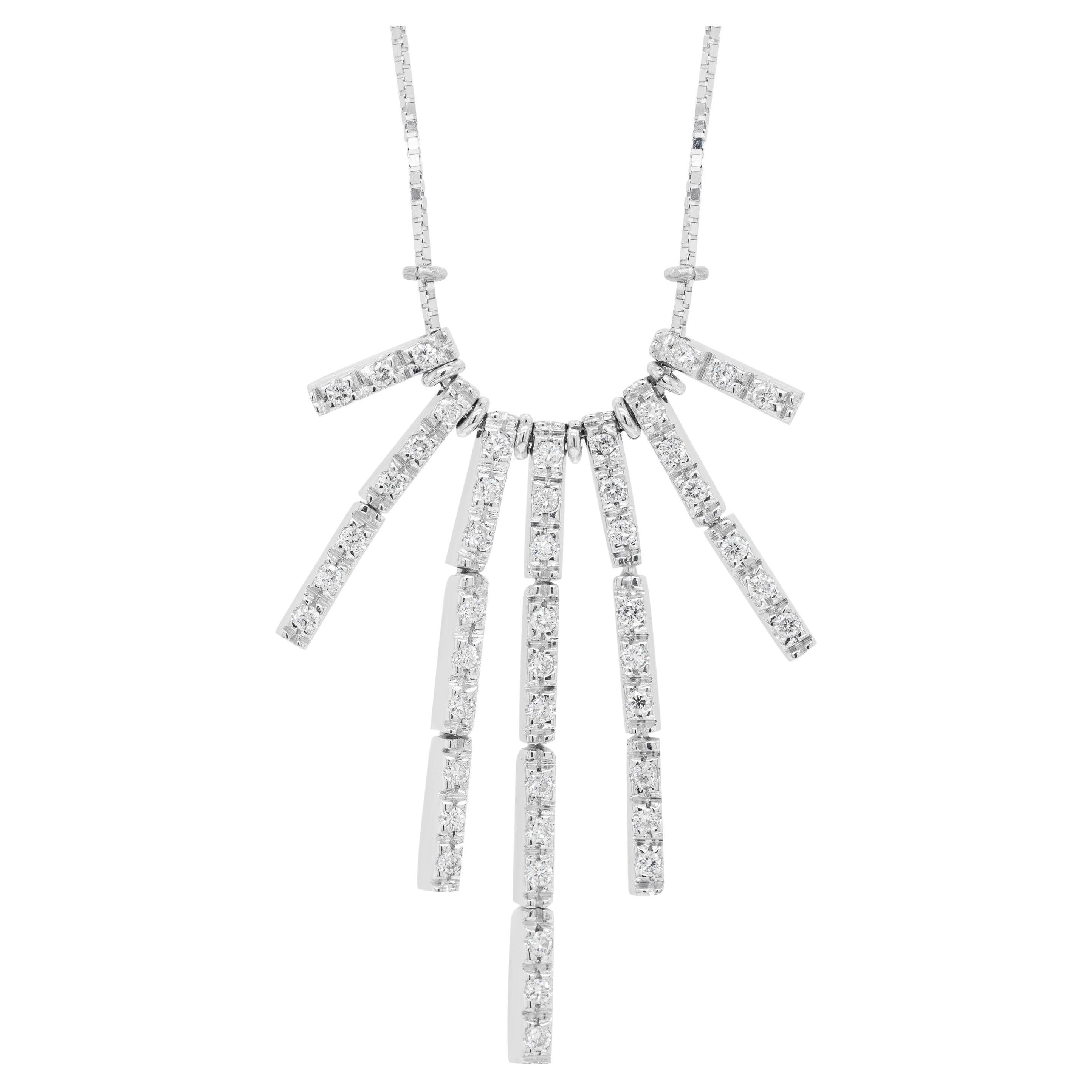 18 Carat White Gold Diamond Cascade Waterfall Necklace For Sale