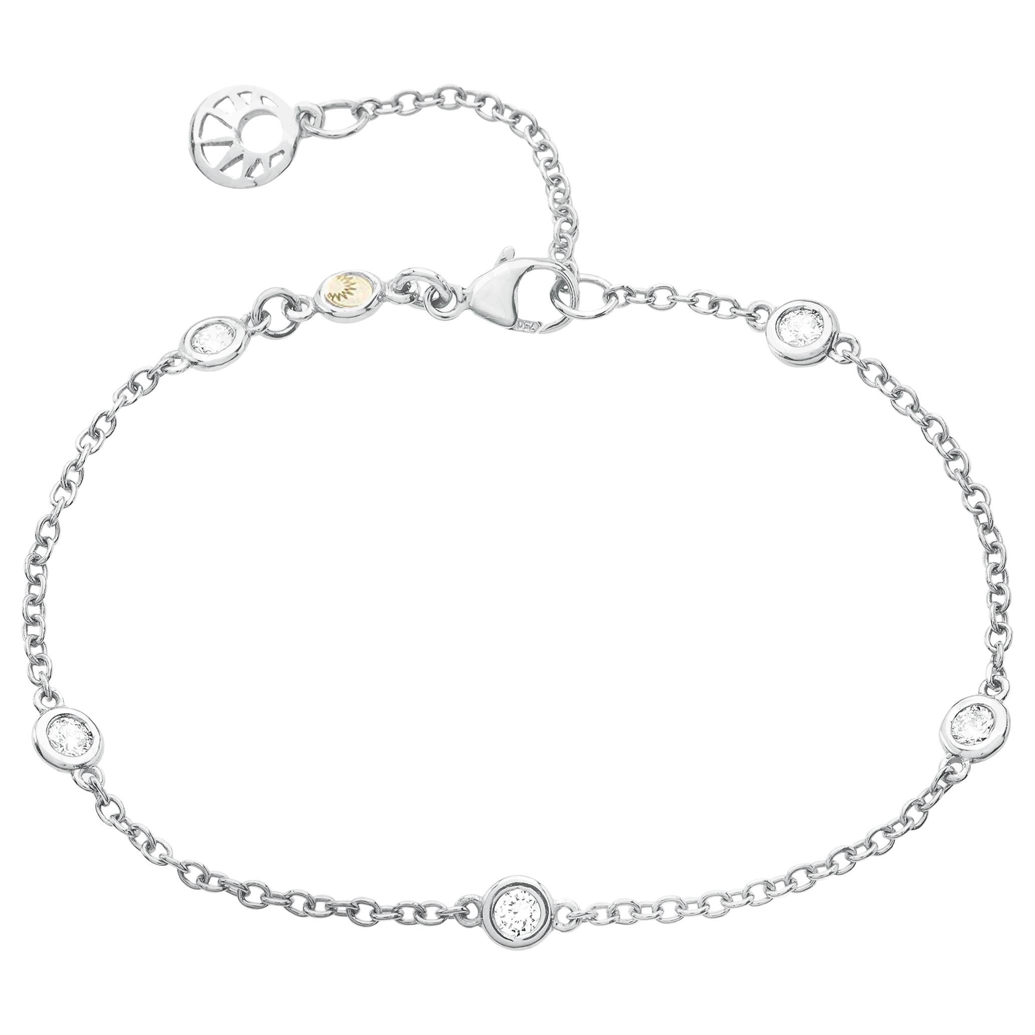 18 Carat White Gold Diamond Chain Bracelet For Sale