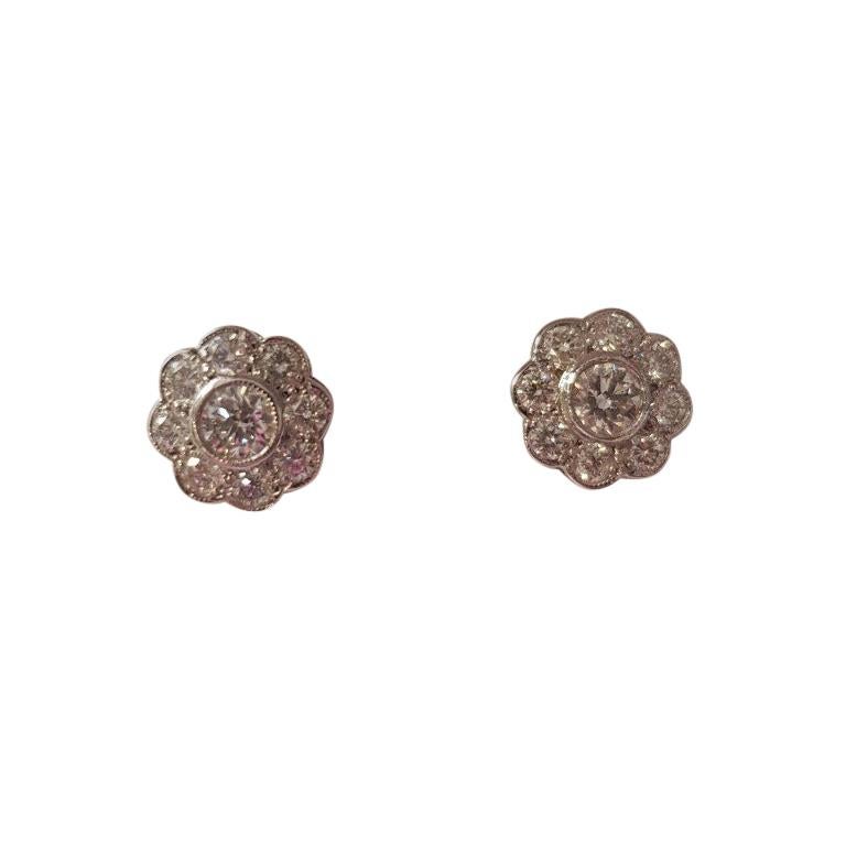 18 Carat White Gold Diamond Earrings For Sale