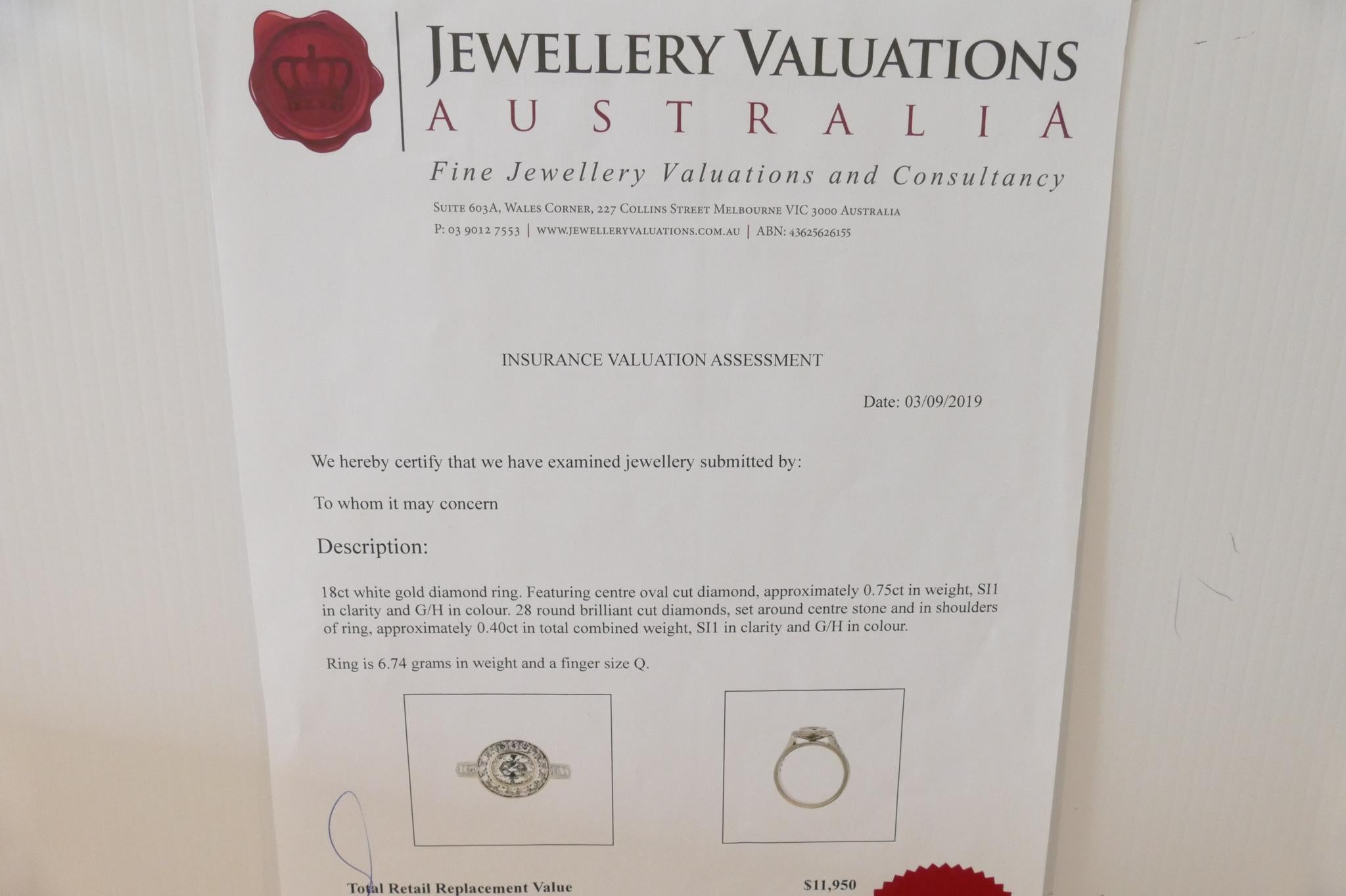 Modern 18 Carat White Gold Diamond Engagement or Dress Ring For Sale