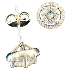 Pendientes de oro blanco de 18 quilates con diamantes de 1,20 quilates
