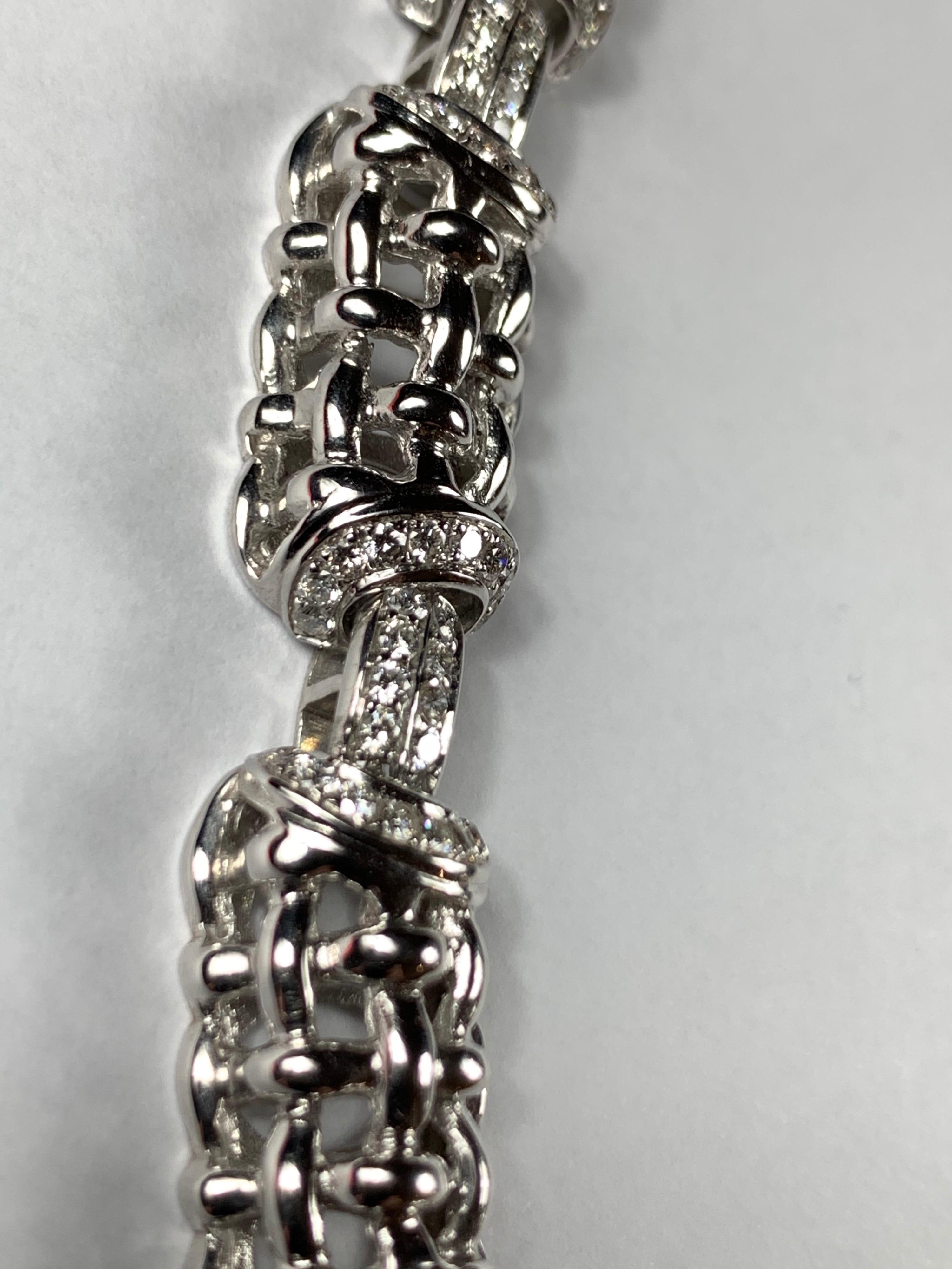18 Carat White Gold Diamond Linked Necklace For Sale 6