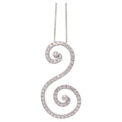 18 Carat White Gold Diamond Swirl Pendant and Chain 18 Carat White Gold Diamond Swirl Pendant and Chain