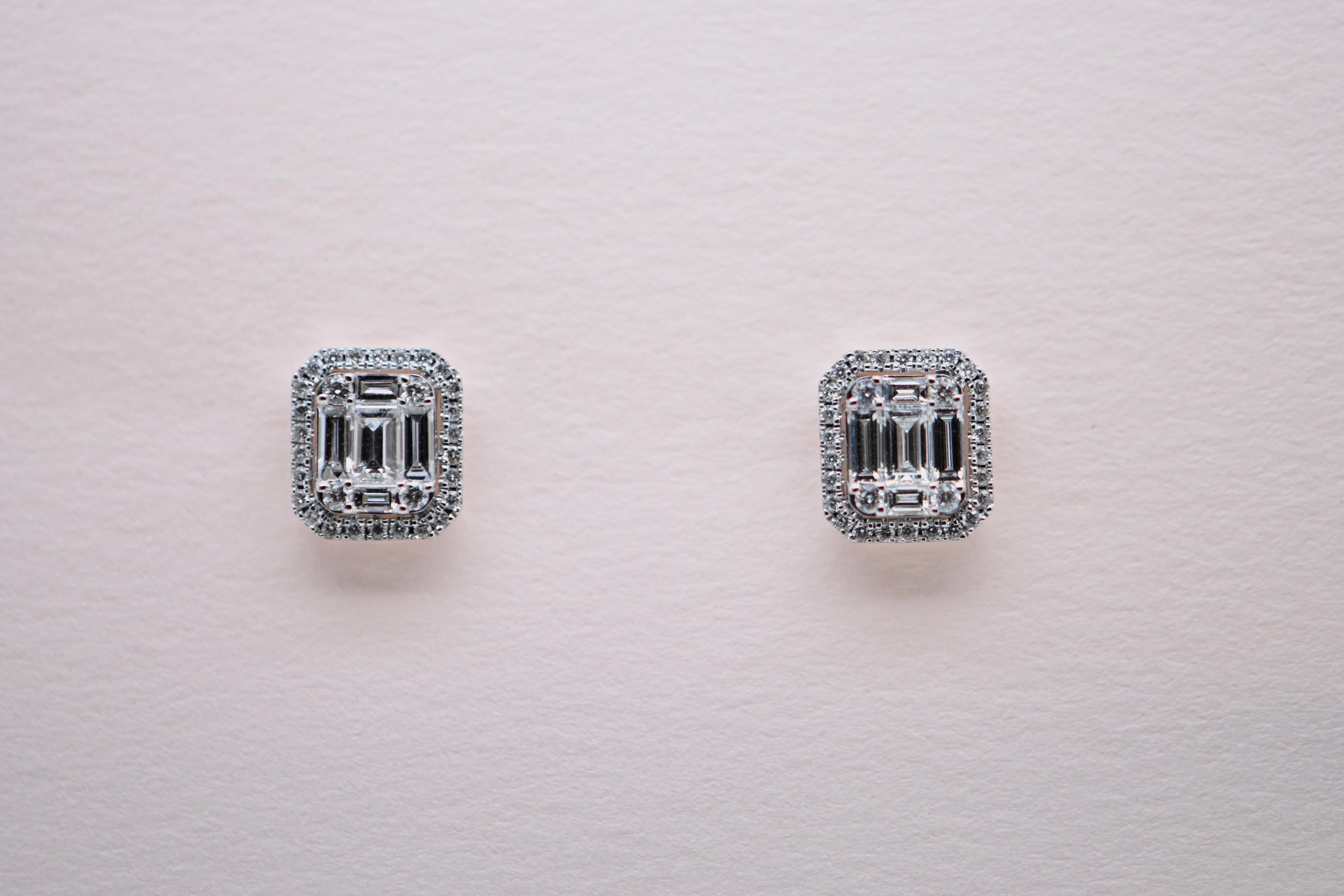 18-Carat White Gold Earrings with 70 Diamonds Totaling 0.70 Carats For Sale 2